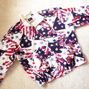 Vintage Flag Stars Stripes 4th July Windbreaker